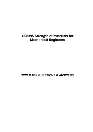 M 1 C-1, Simple Stress AND Strain - Strength of Materials - Studocu