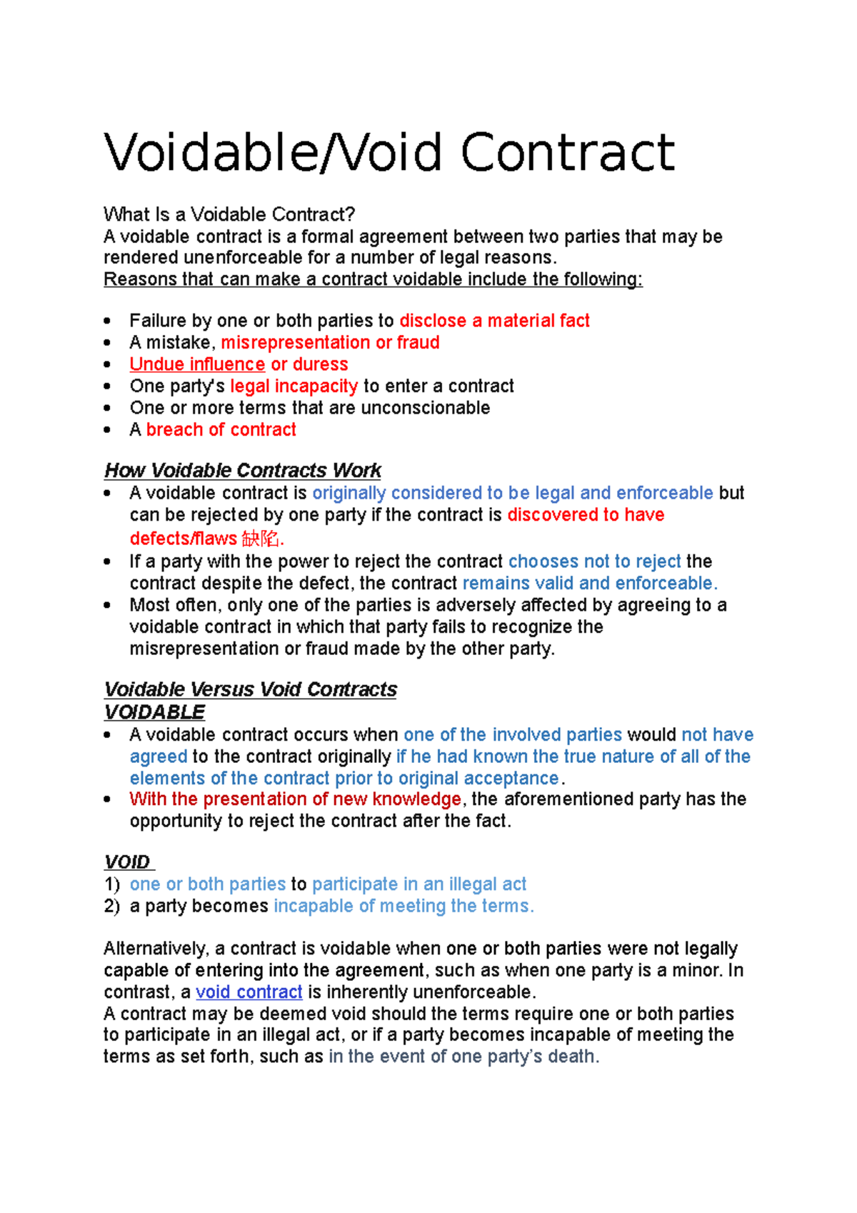 essay on voidable contract