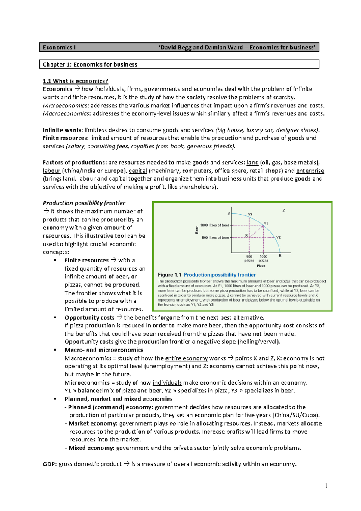 Summary Economics For Business, David Begg - H3 - Economics I ‘David ...