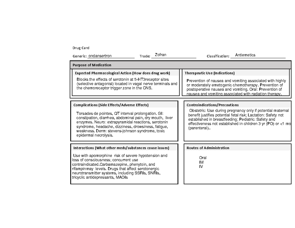 Drug Card Set 1-3 - DRUG CARD - Drug CardGeneric ...