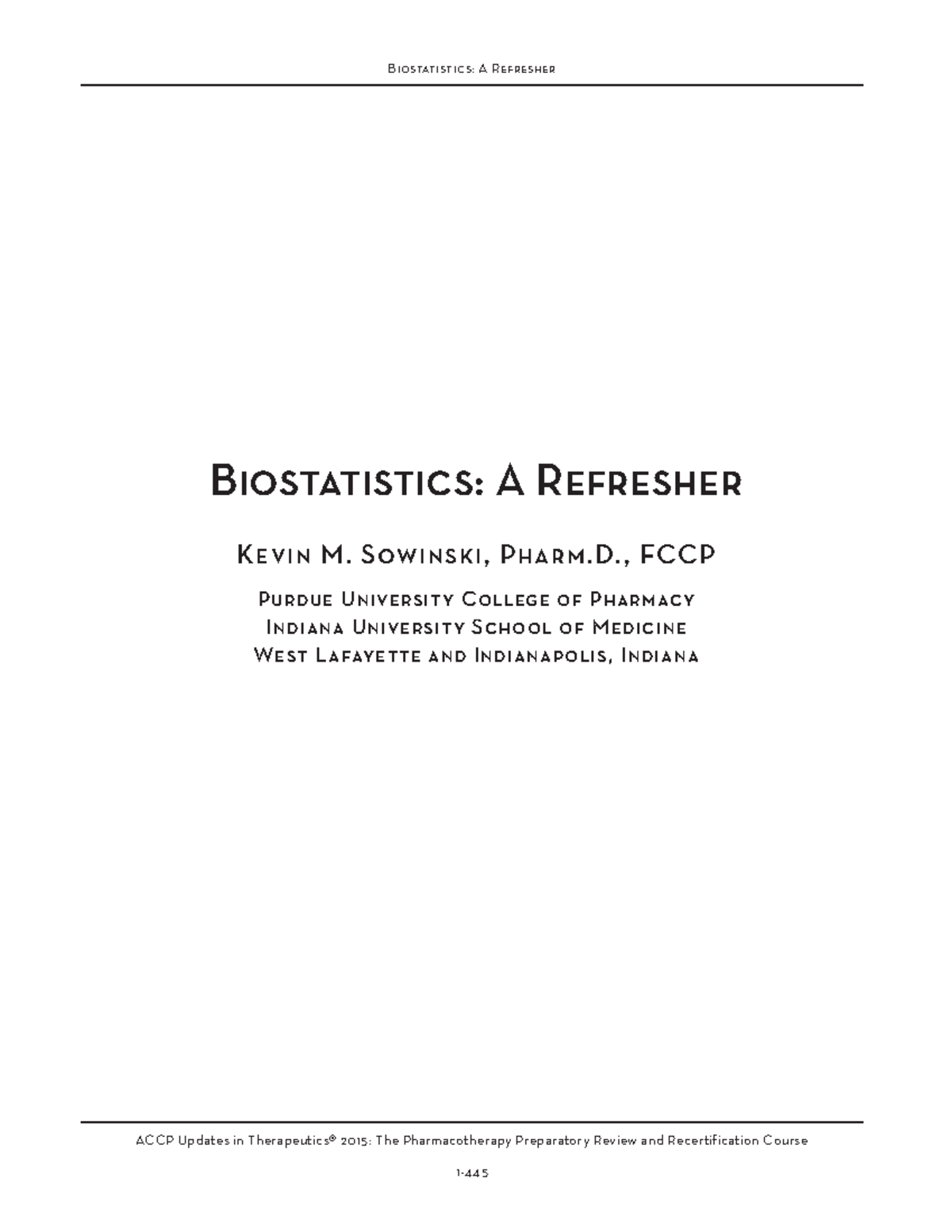 PPC15 Biostatistics workbook ACCP Updates in Therapeutics® 2015 The