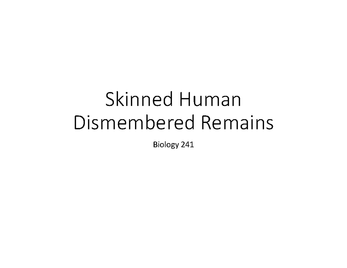 Human Remains Sp 24 Skinned Human Dismembered Remains Biology 241