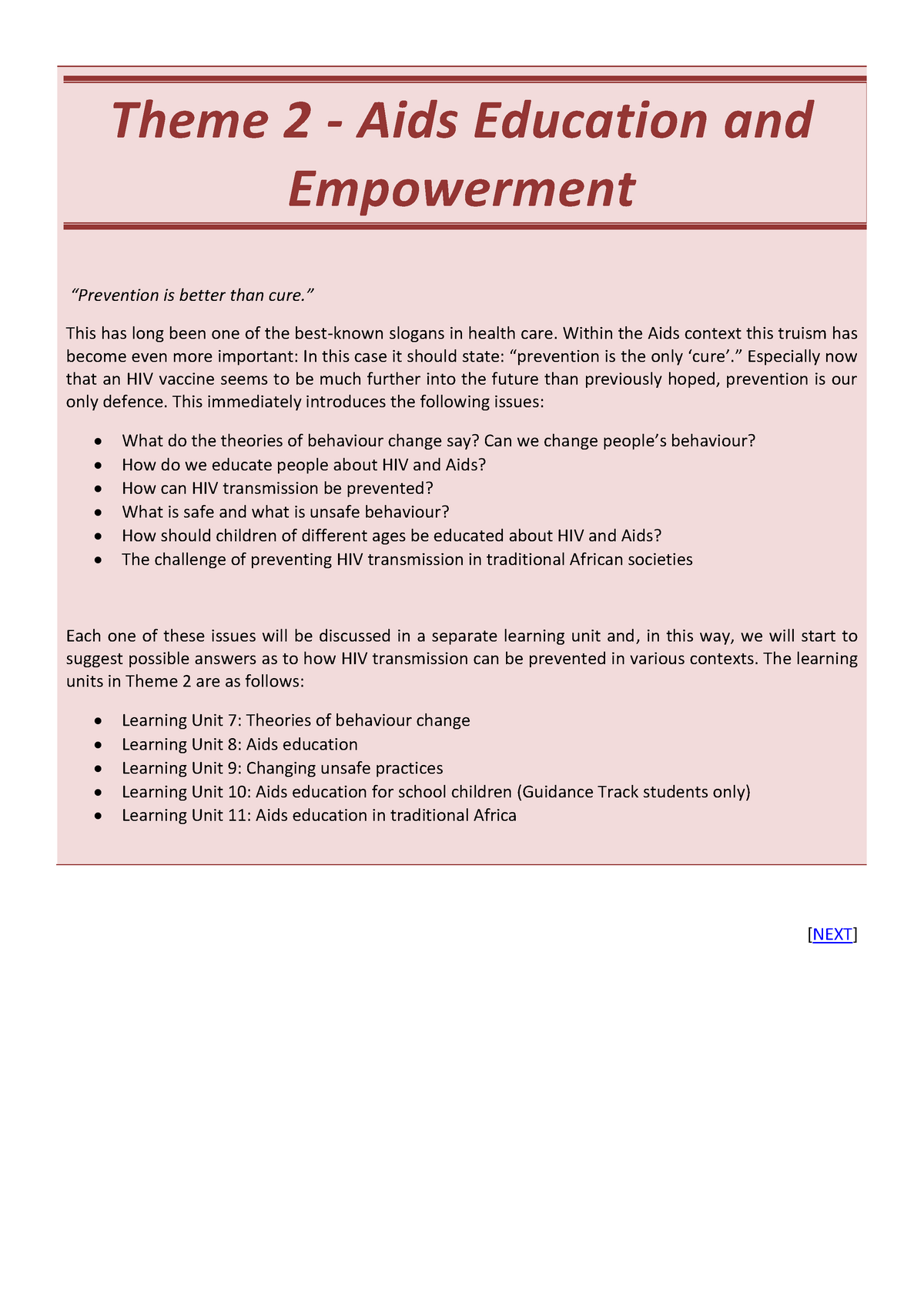 PYC2605 Learning Unit 07 - Theme 2 - Aids Education And Empowerment ...