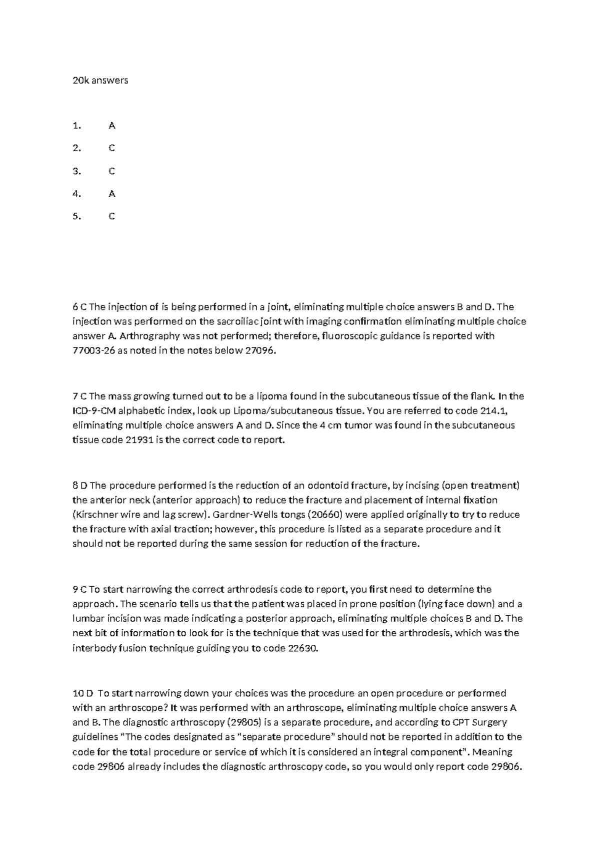 20k answers - 20k answers A C C A C 6 C The injection of is being ...
