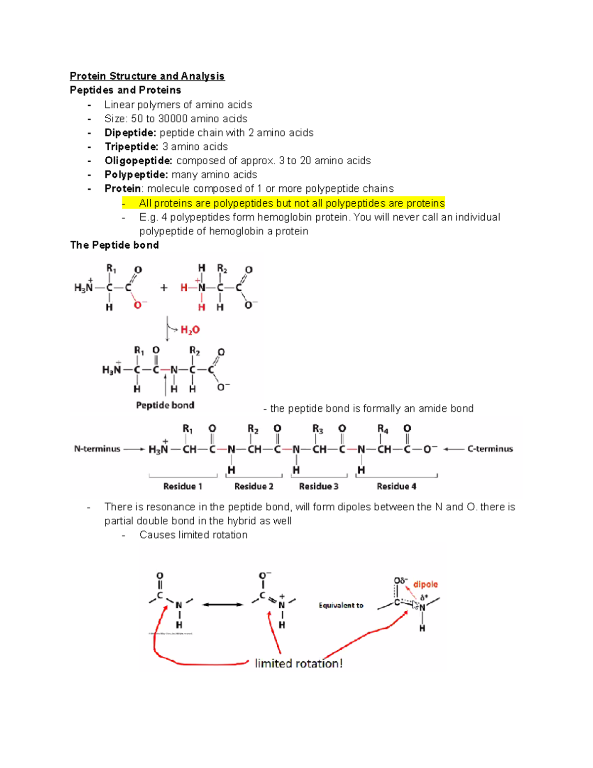 Topic 3 Protein Structure Protein Structure and Analysis Peptides and