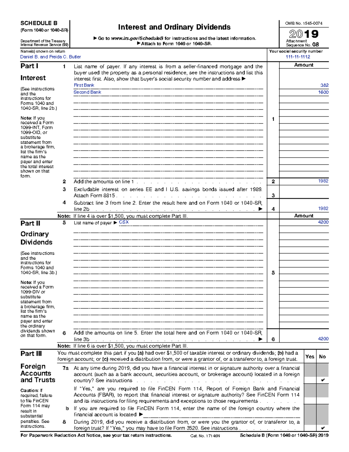 form 1040 schedule B final project two - 2019 - SCHEDULE B (Form 1040 ...