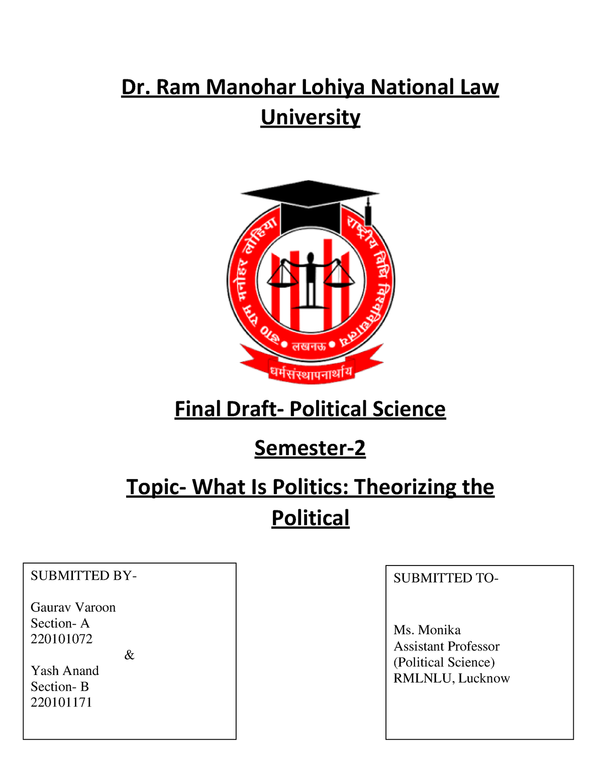 Political Science - nnn - Dr. Ram Manohar Lohiya National Law ...