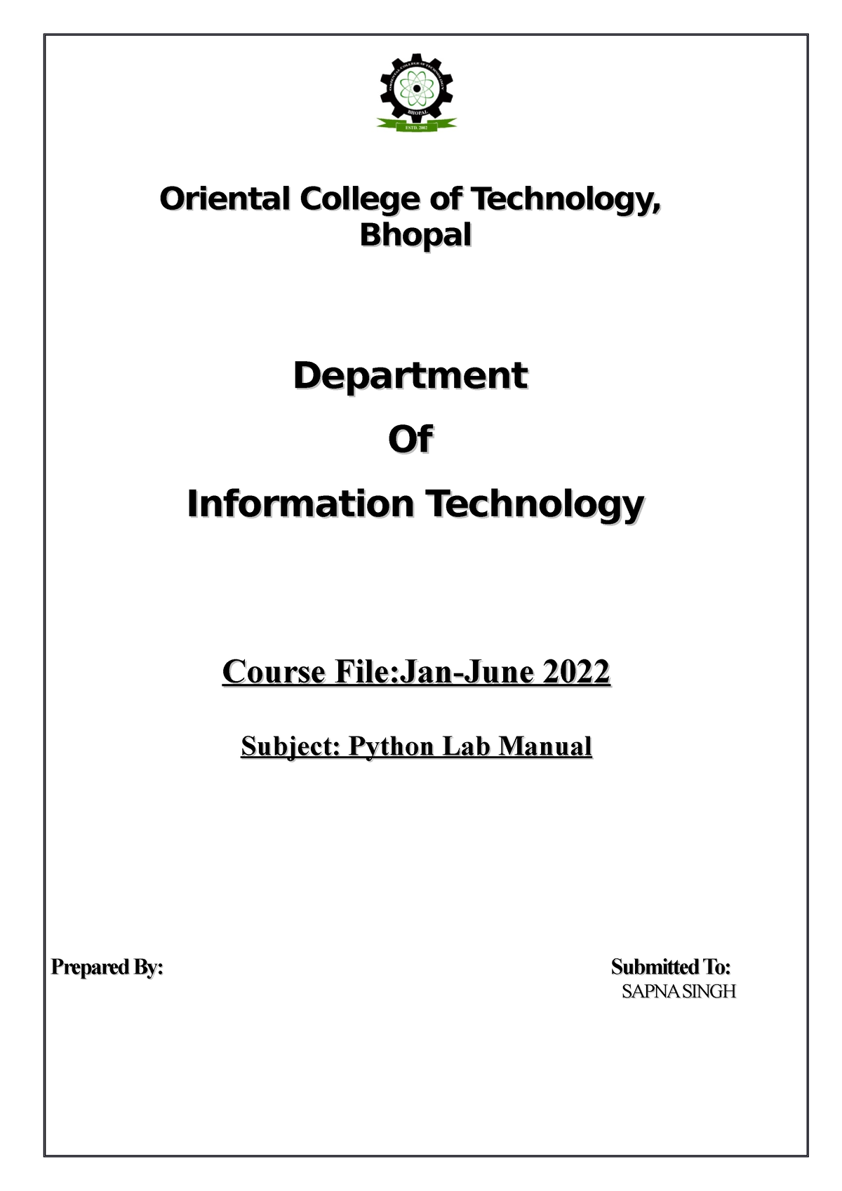 Python Lab Manual (1) - Xndndj - Oriental College of Technology ...