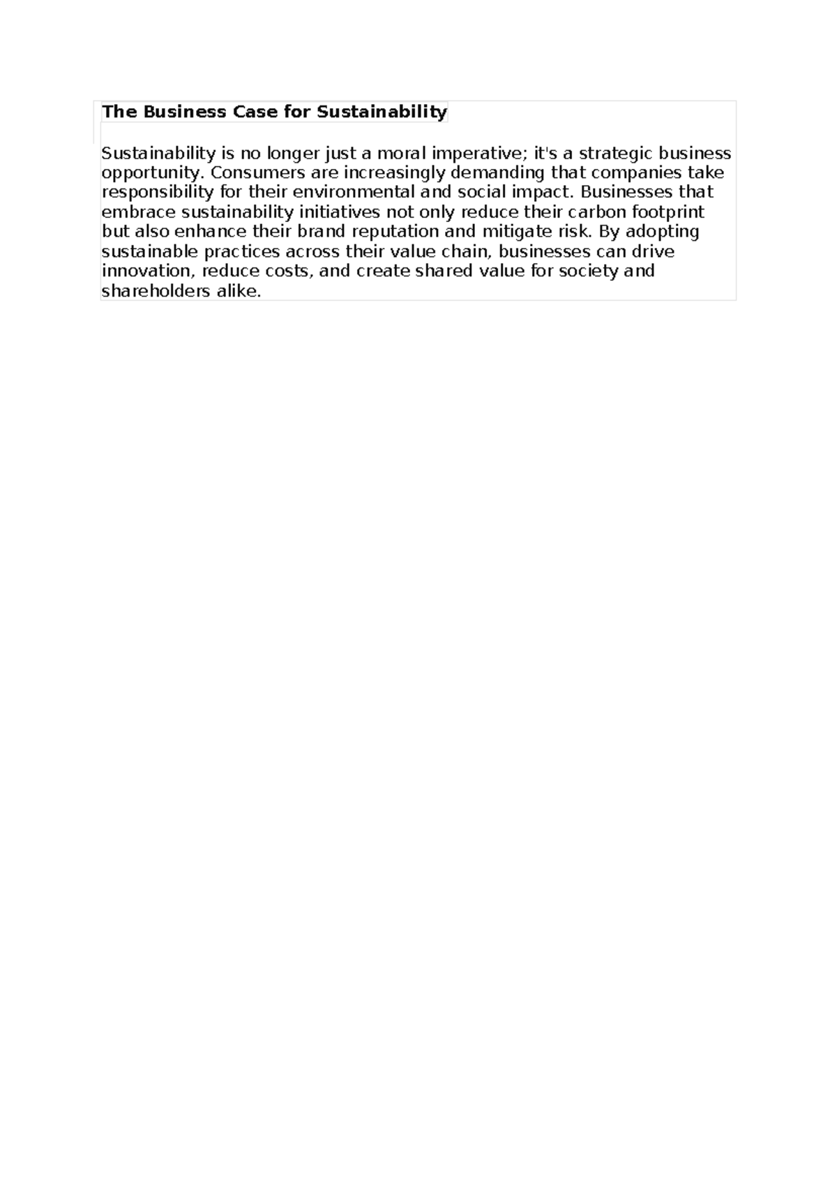 The Business Case for Sustainability - The Business Case for ...