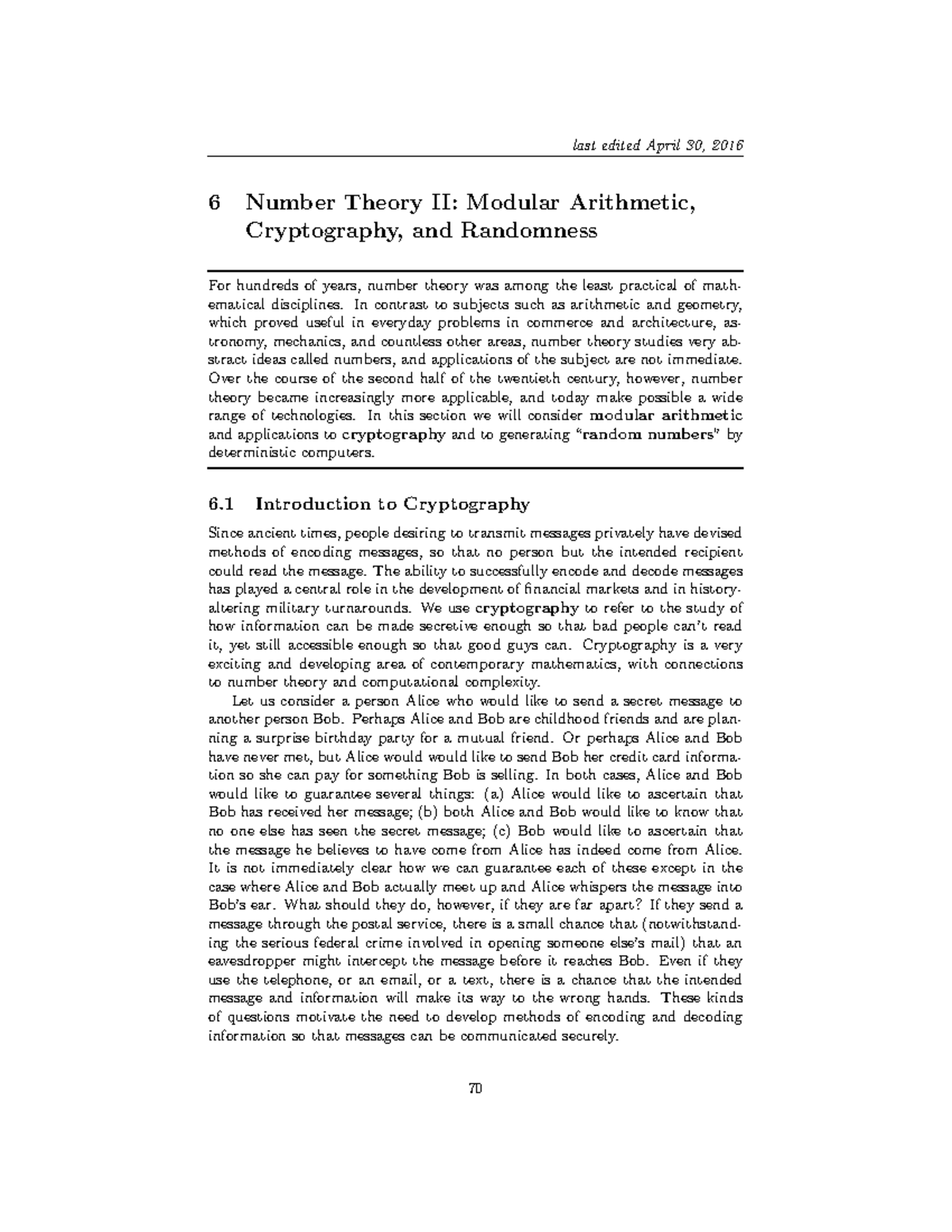 Notes 06 - Cybersecurity And Cryptography - 6 Number Theory II: Modular ...