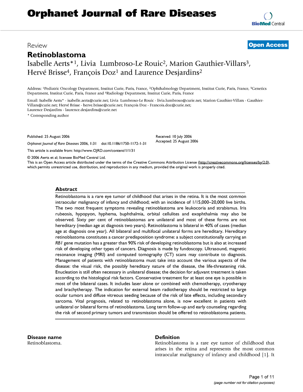 Orphanet Journal Of Rare Diseases - BioMed Central Page 1 Of 11 ...