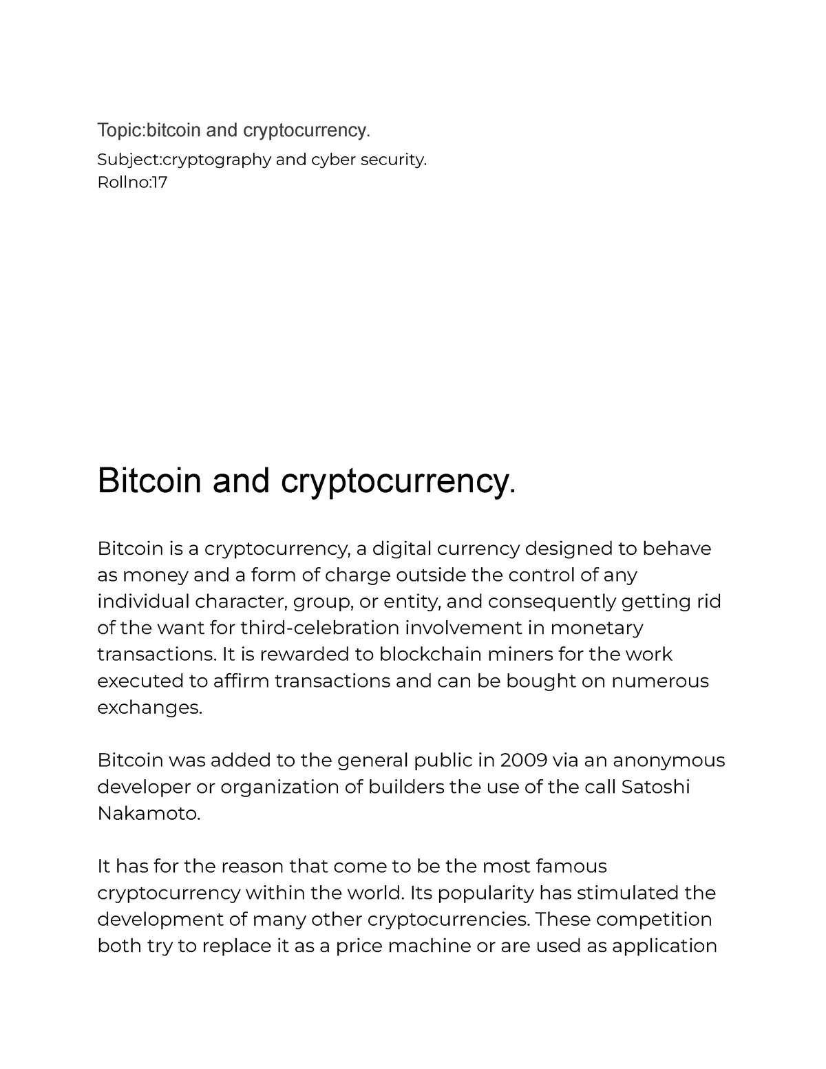 cryptocurrency research paper topics