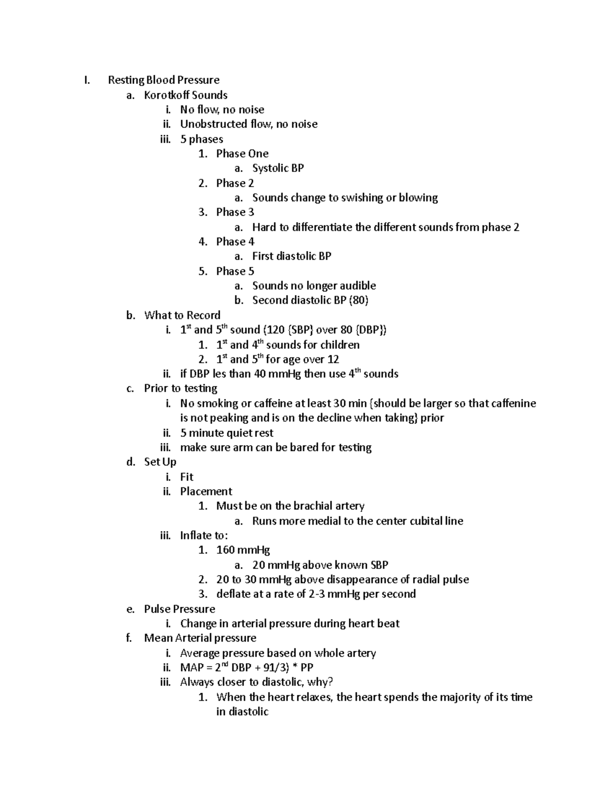 KRS 354 Lab Week 2 - Lab directions - I. Resting Blood Pressure a ...