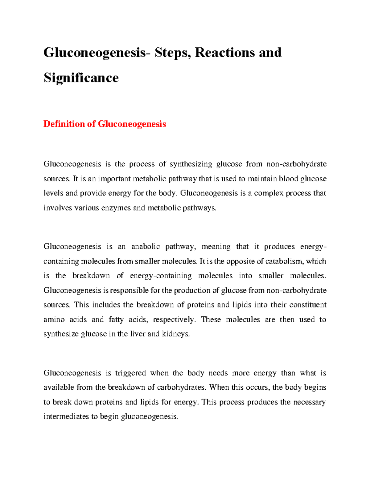 Gluconeogenesis Steps, Reactions And Significance - Gluconeogenesis ...