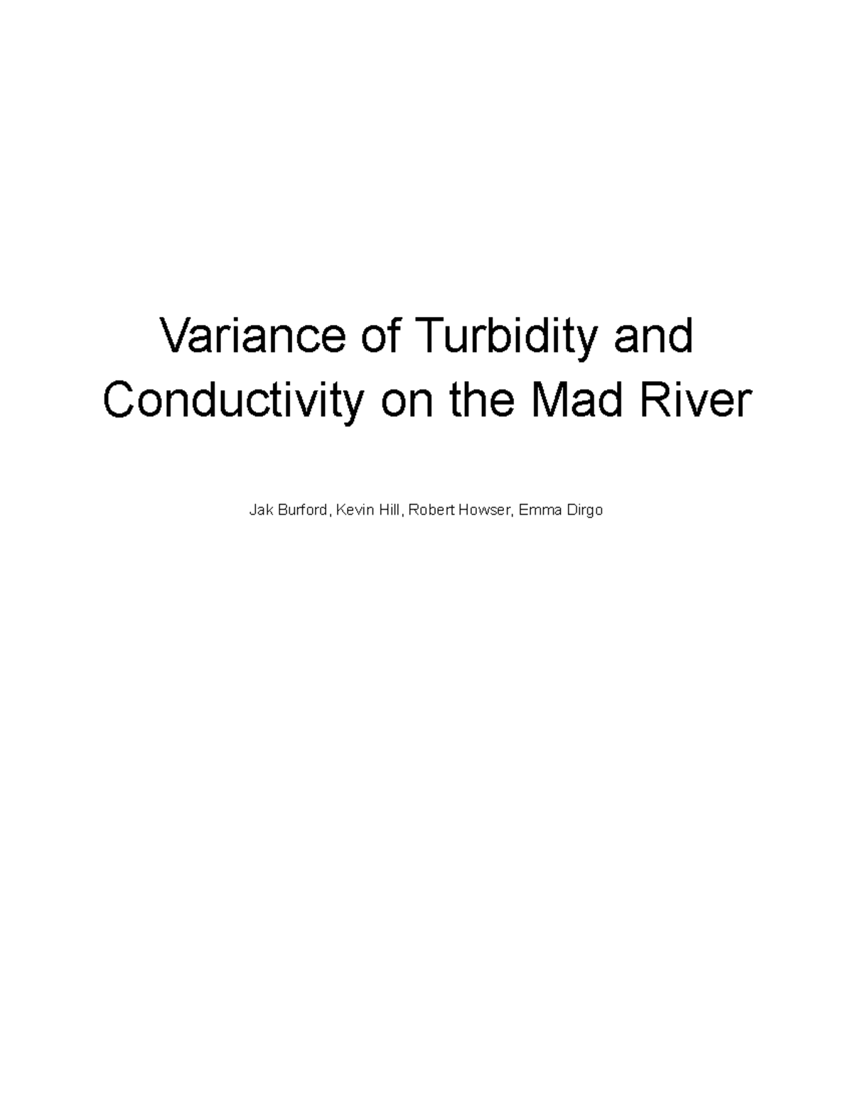 RES Paper Final Draft - Variance of Turbidity and Conductivity on the ...