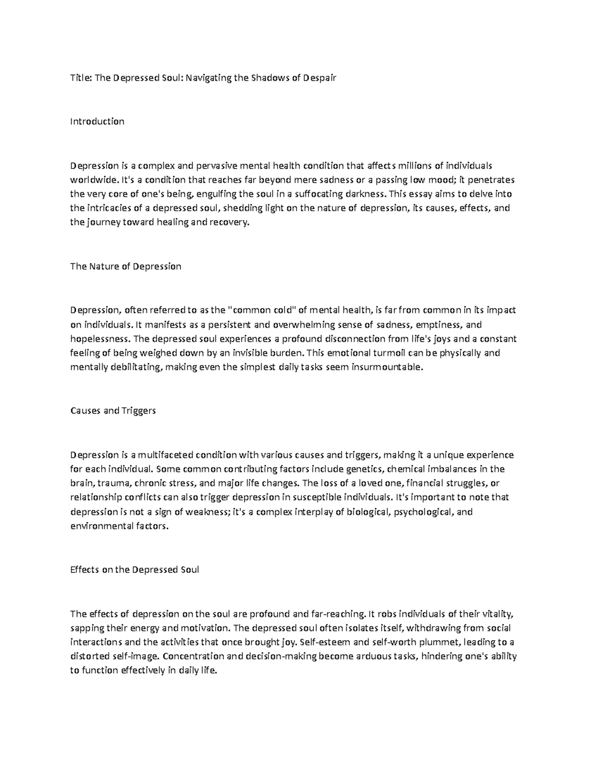 1toupload - idk its just notes - Title: The Depressed Soul: Navigating ...