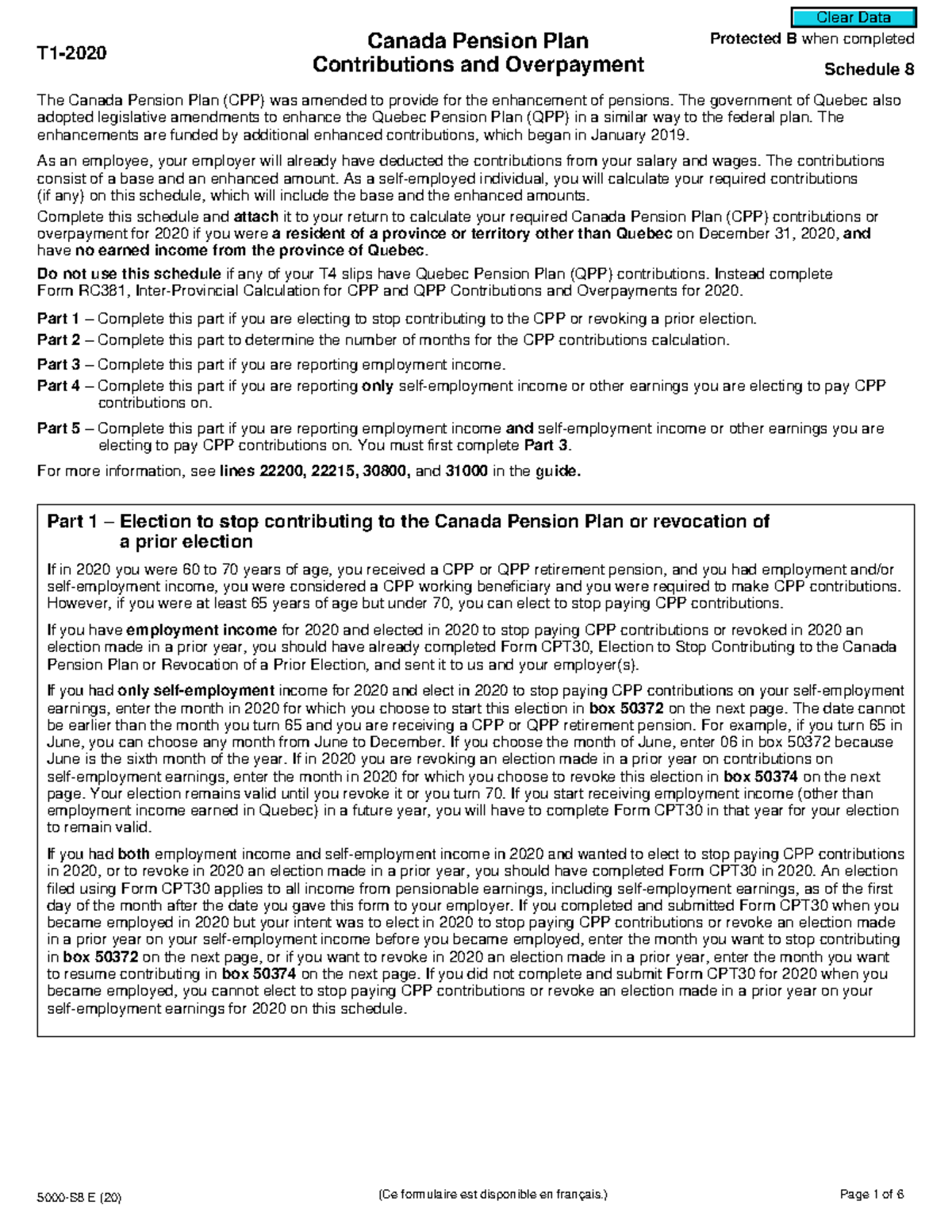 Schedule 8, CPP Calculation - Ray King - T1- Protected B when completed ...