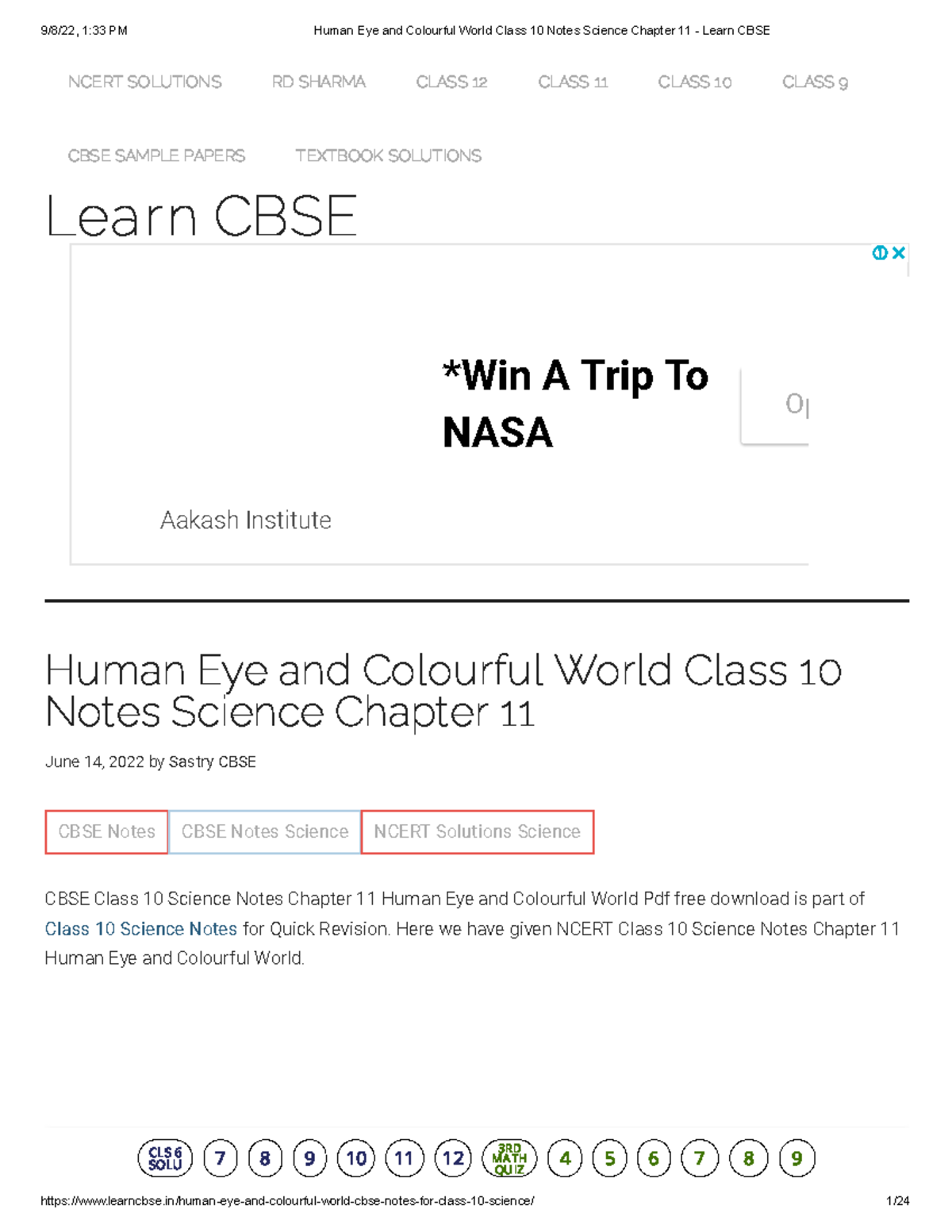 Human Eye and Colourful World Class 10 Notes Science Chapter 11 - Learn ...
