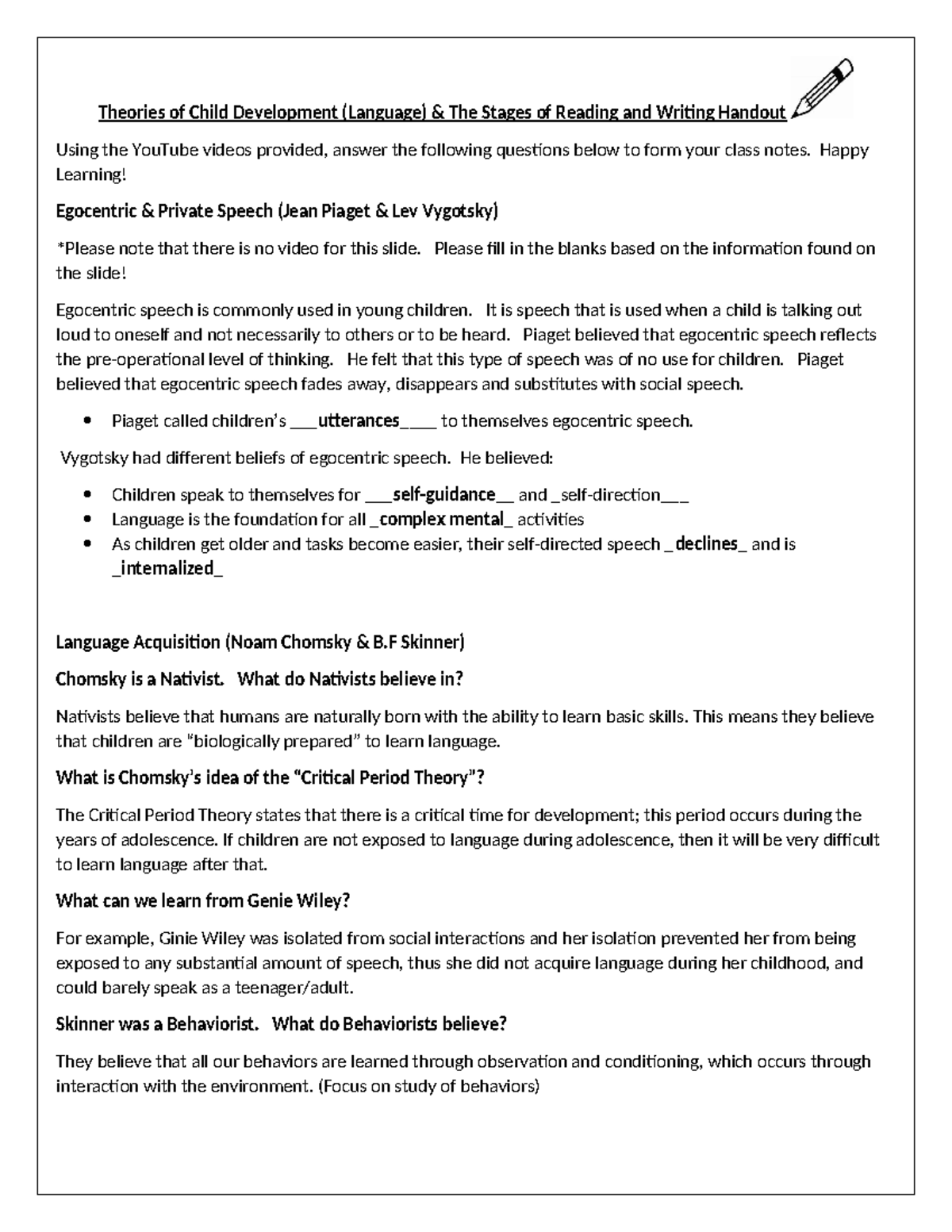 Theories of Child Development - Language Development and Stages of ...