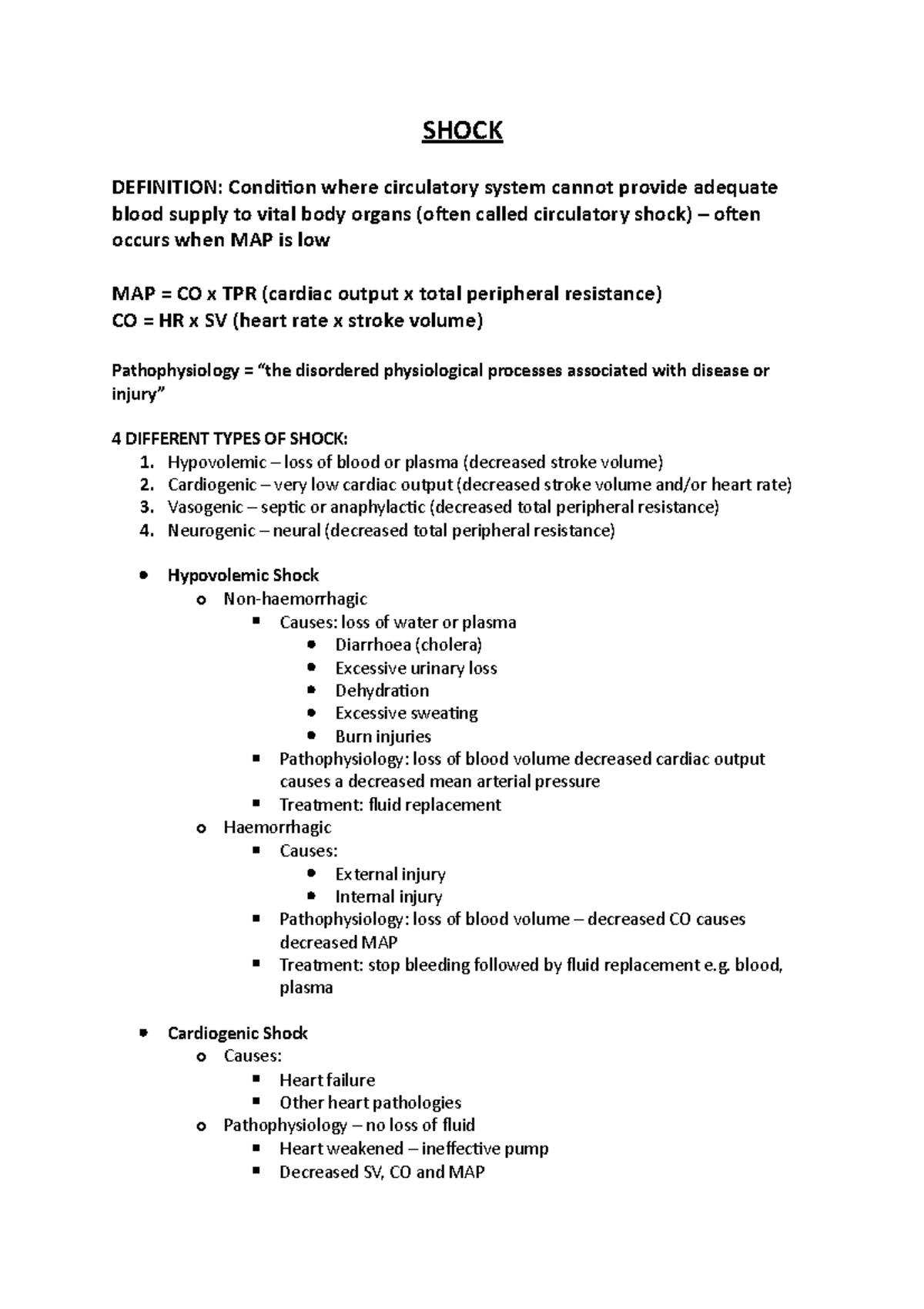 Shock Lt 9 Lecture notes 9 SHOCK DEFINITION Condition where