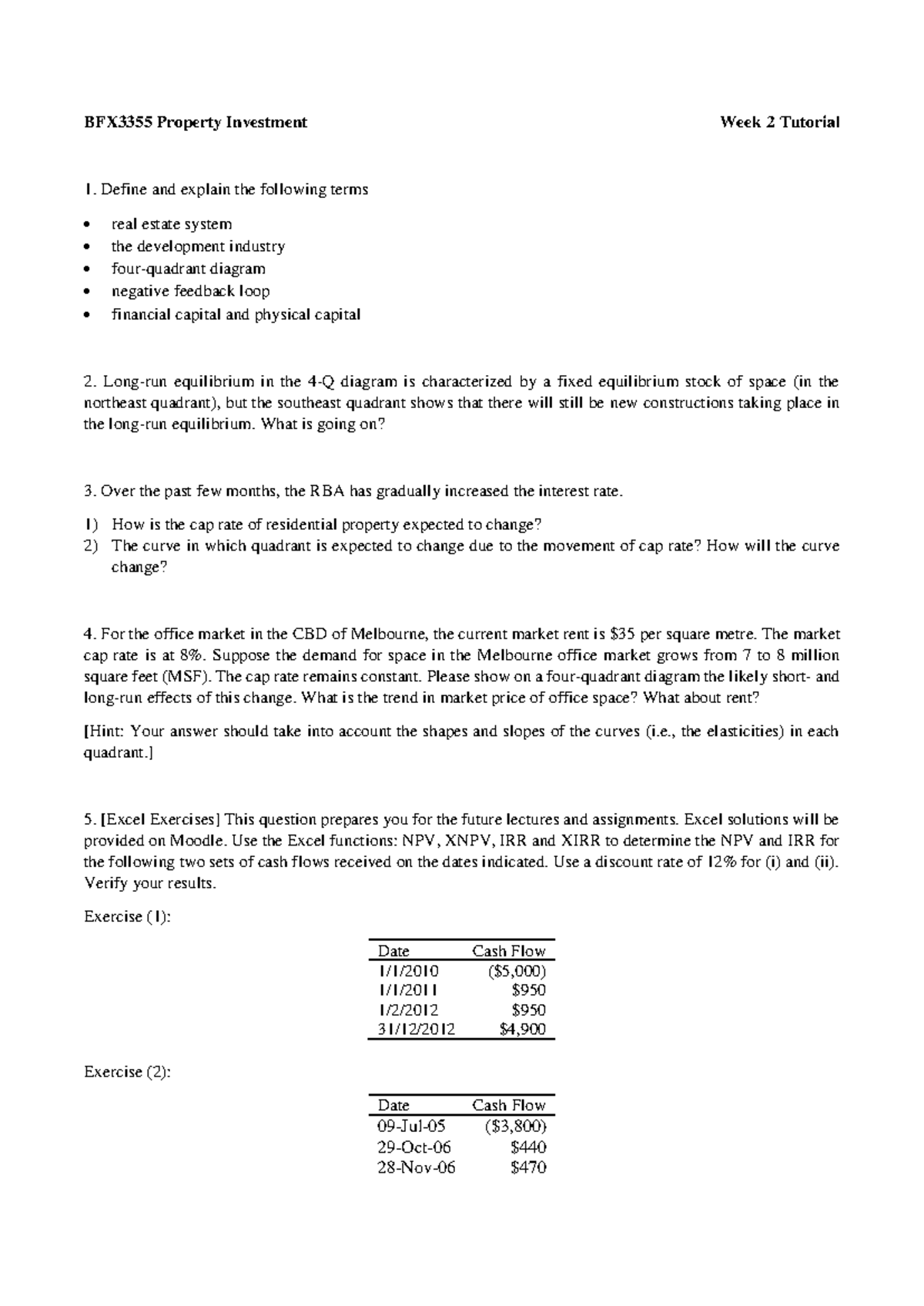 Week 2 Tutorial Question - BFX3355 Property Investment Week 2 Tutorial ...