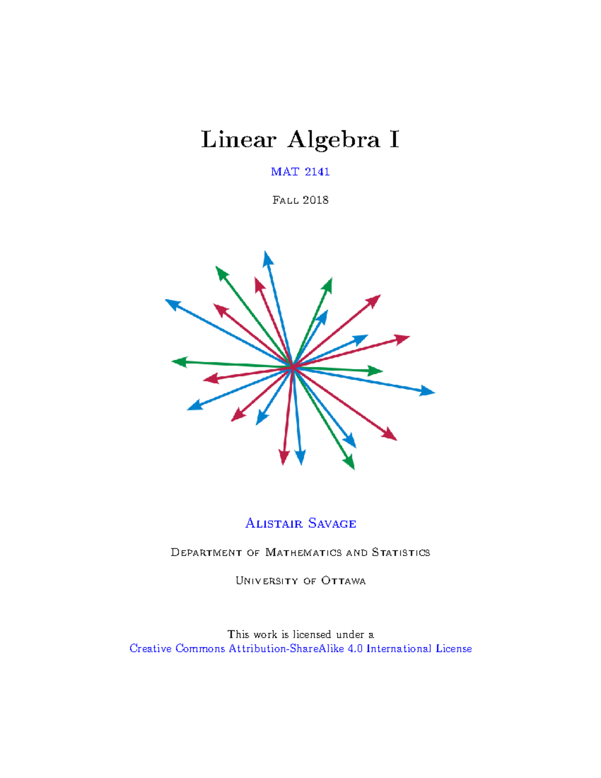 MAT2141-Linear Algebra I - Linear Algebra I MAT 2141 Fall 2018 Alistair ...