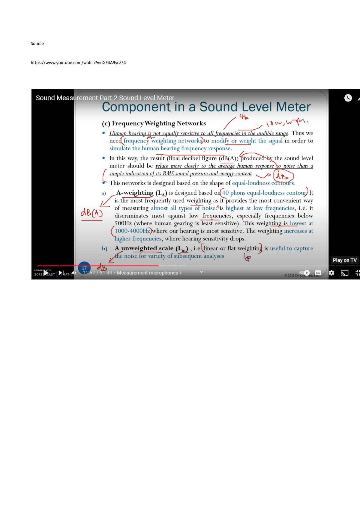 Notes - Sound level meter - Source Sound Measurement Part 2 Sound Level ...