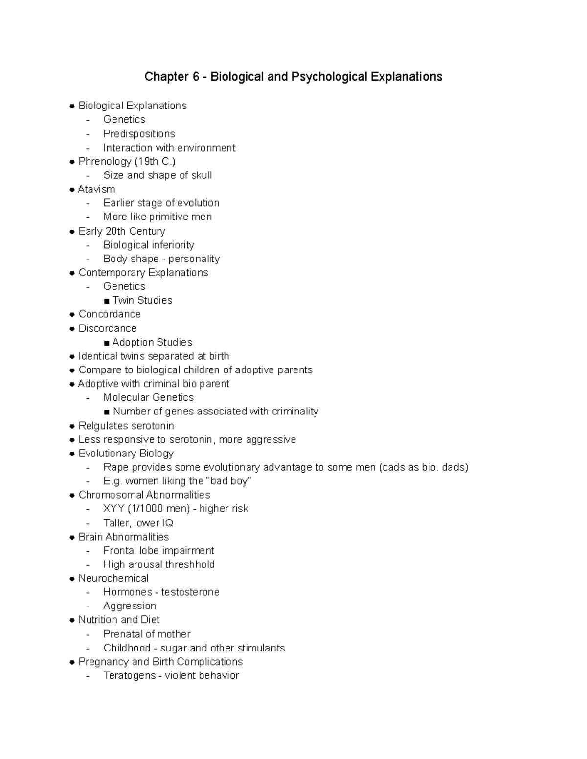 Chapter 6 - Biological And Psychological Explanations - Chapter 6 ...