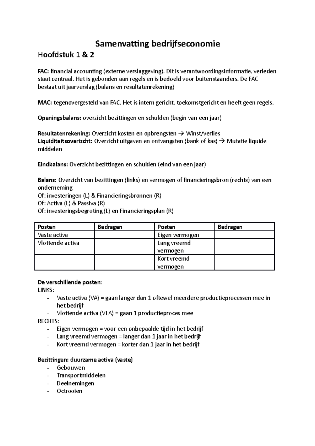 Samenvatting Bedrijfseconomie - Samenvatting Bedrijfseconomie Hoofdstuk ...