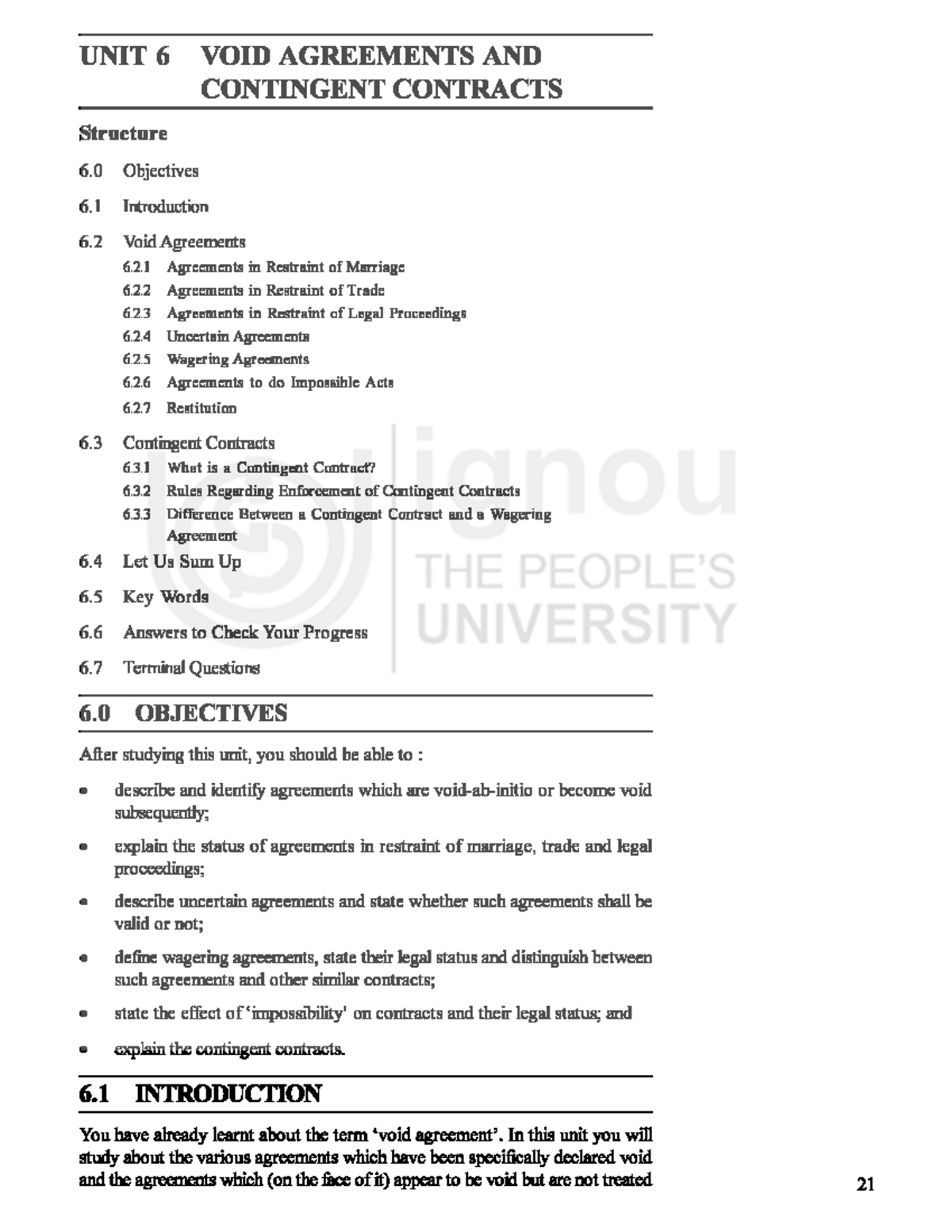 Unit-6 Void Agreements and Contingent Contracts - business law - Studocu