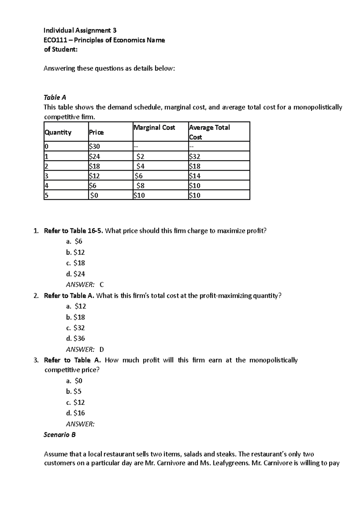 Invidual assigment 3 ECO111 (st) - Individual Assignment 3 ECO111 ...