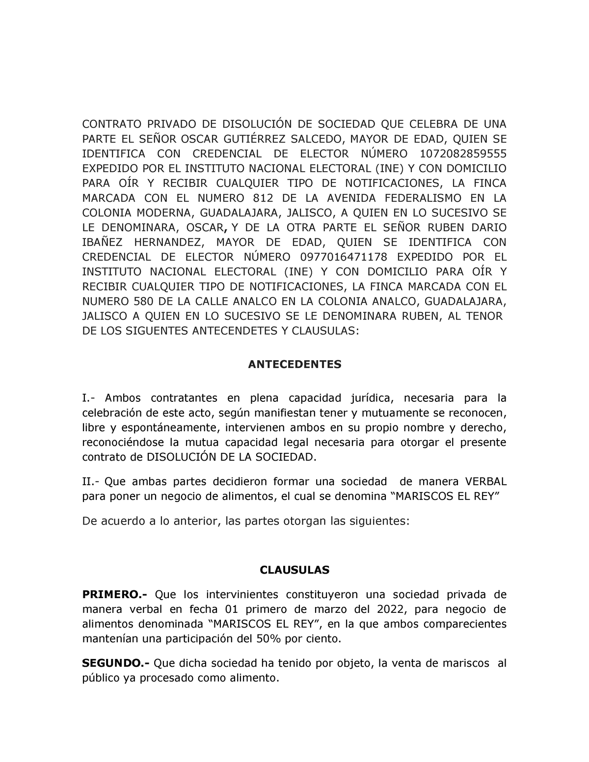 Modelo De Contrato De Disolucion De Sociedad Civil Actualizado Junio Hot Sex Picture 