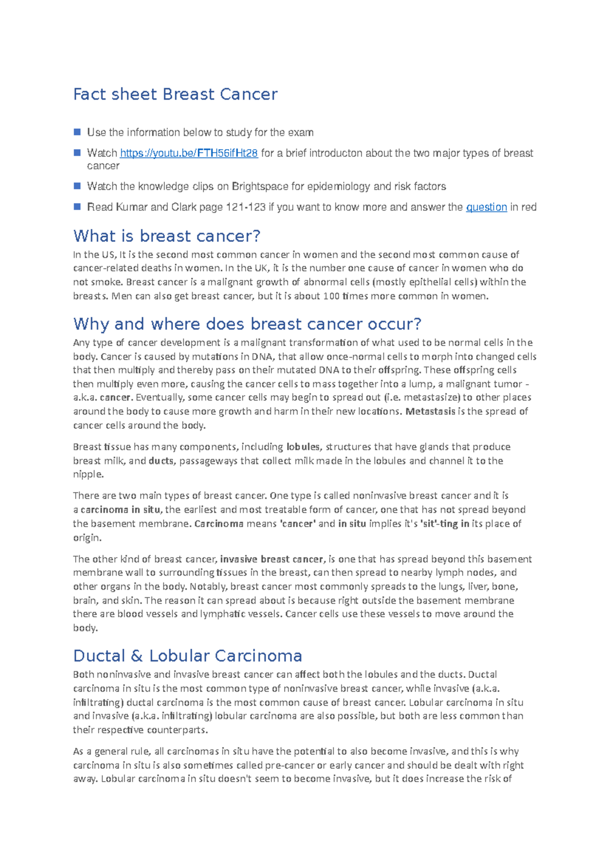 Fact Sheet Breast Cancer - Fact Sheet Breast Cancer N Use The ...