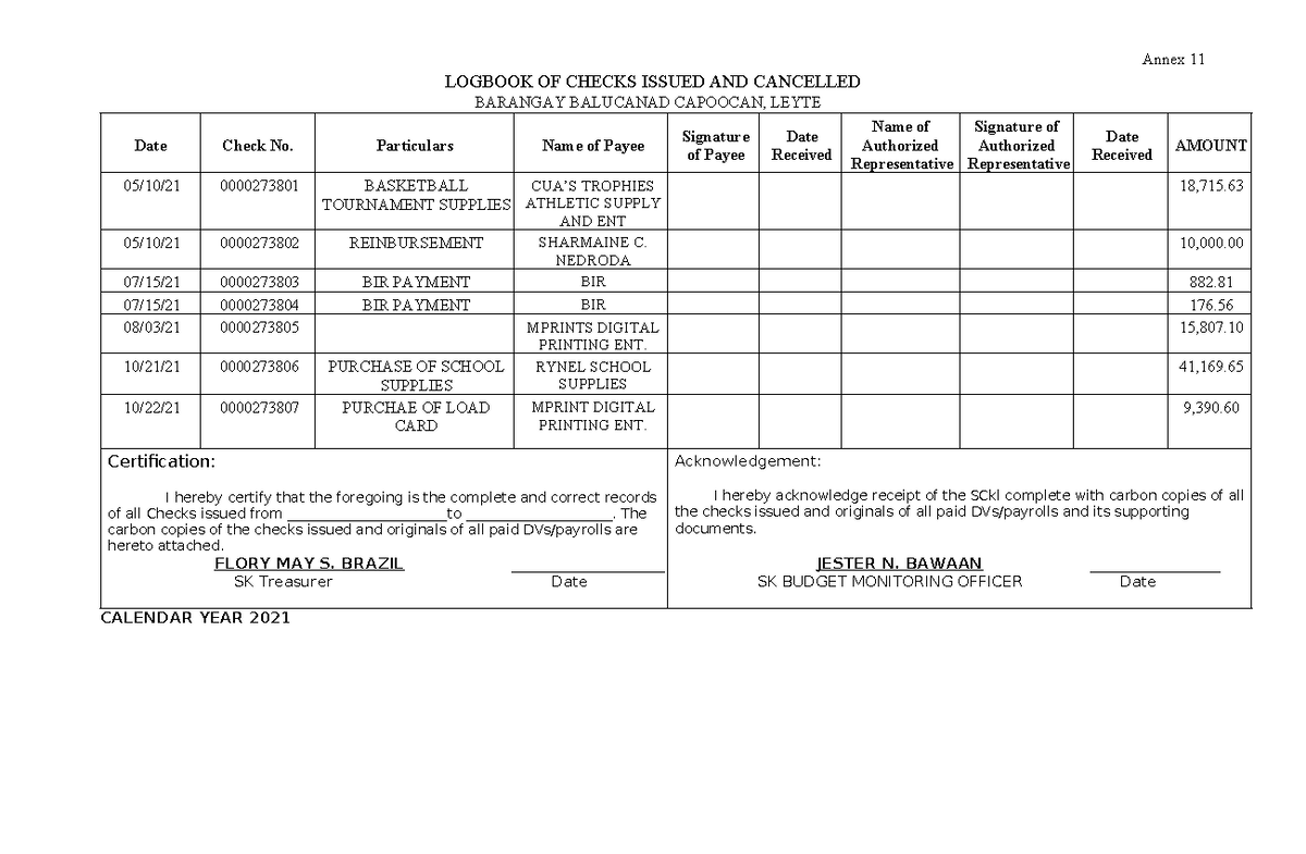 Check LOG BOOK - ASSJAJNA - LOGBOOK OF CHECKS ISSUED AND CANCELLED ...