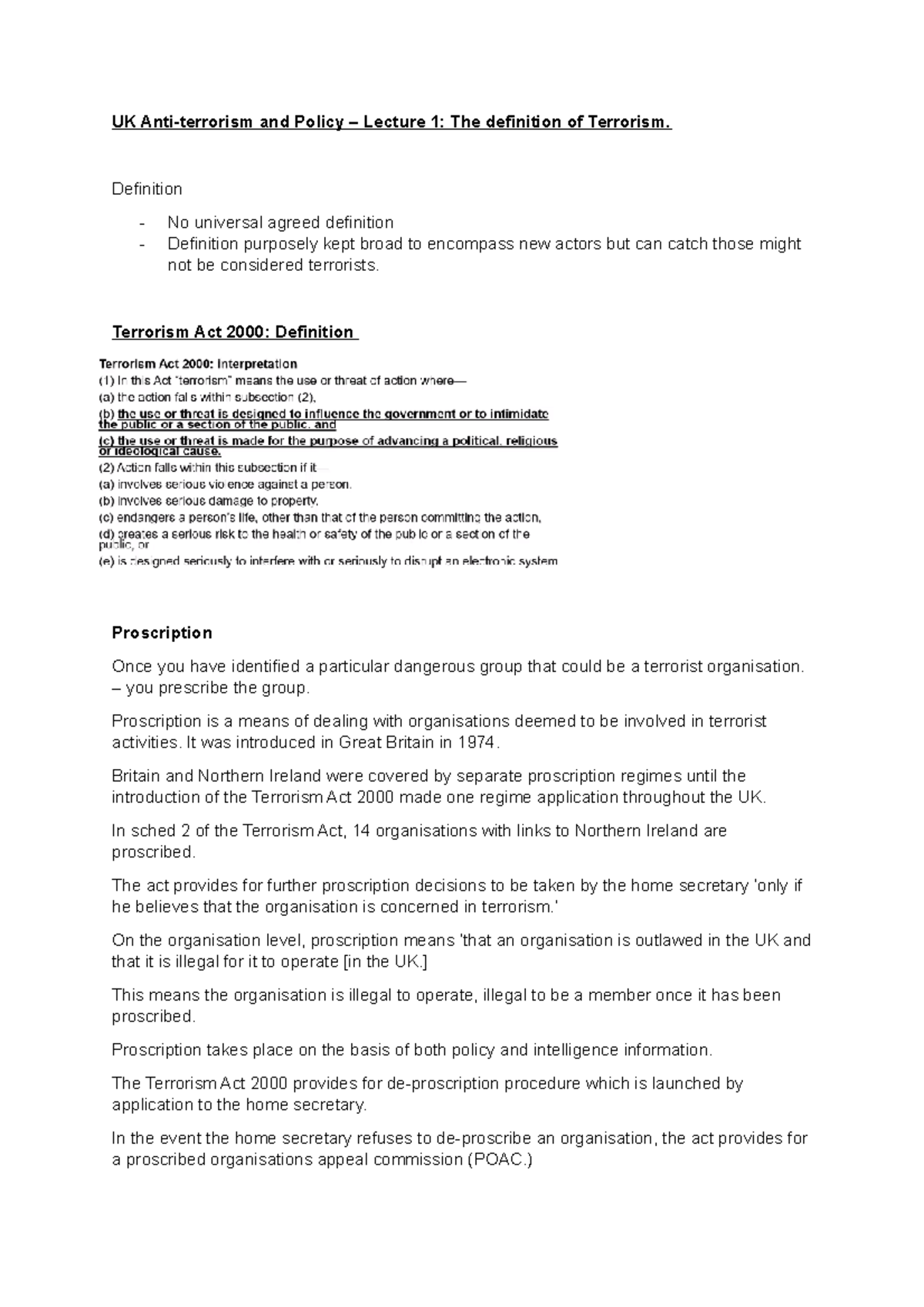 Lec 1 - Definiton - Definitions of terrorism - UK Anti-terrorism and ...