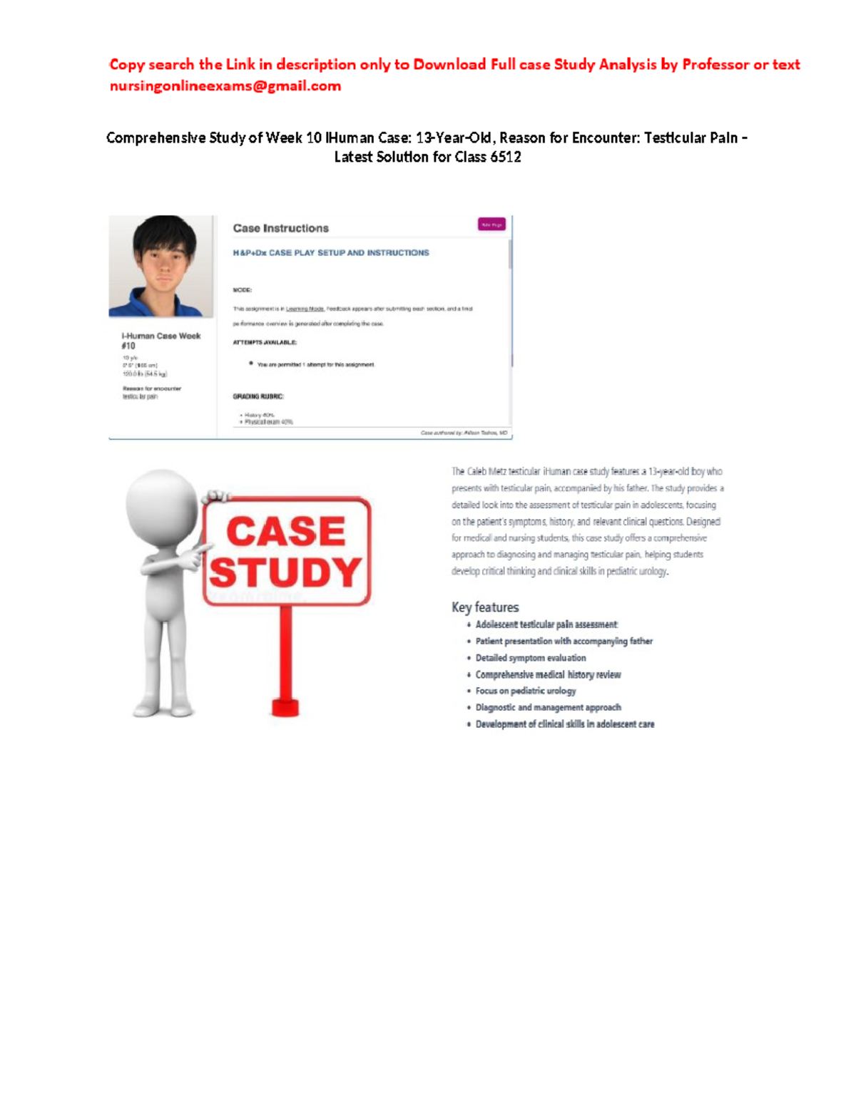 I Human Case Study 13-Year-Old Male Encountering Testicular Pain - Week ...