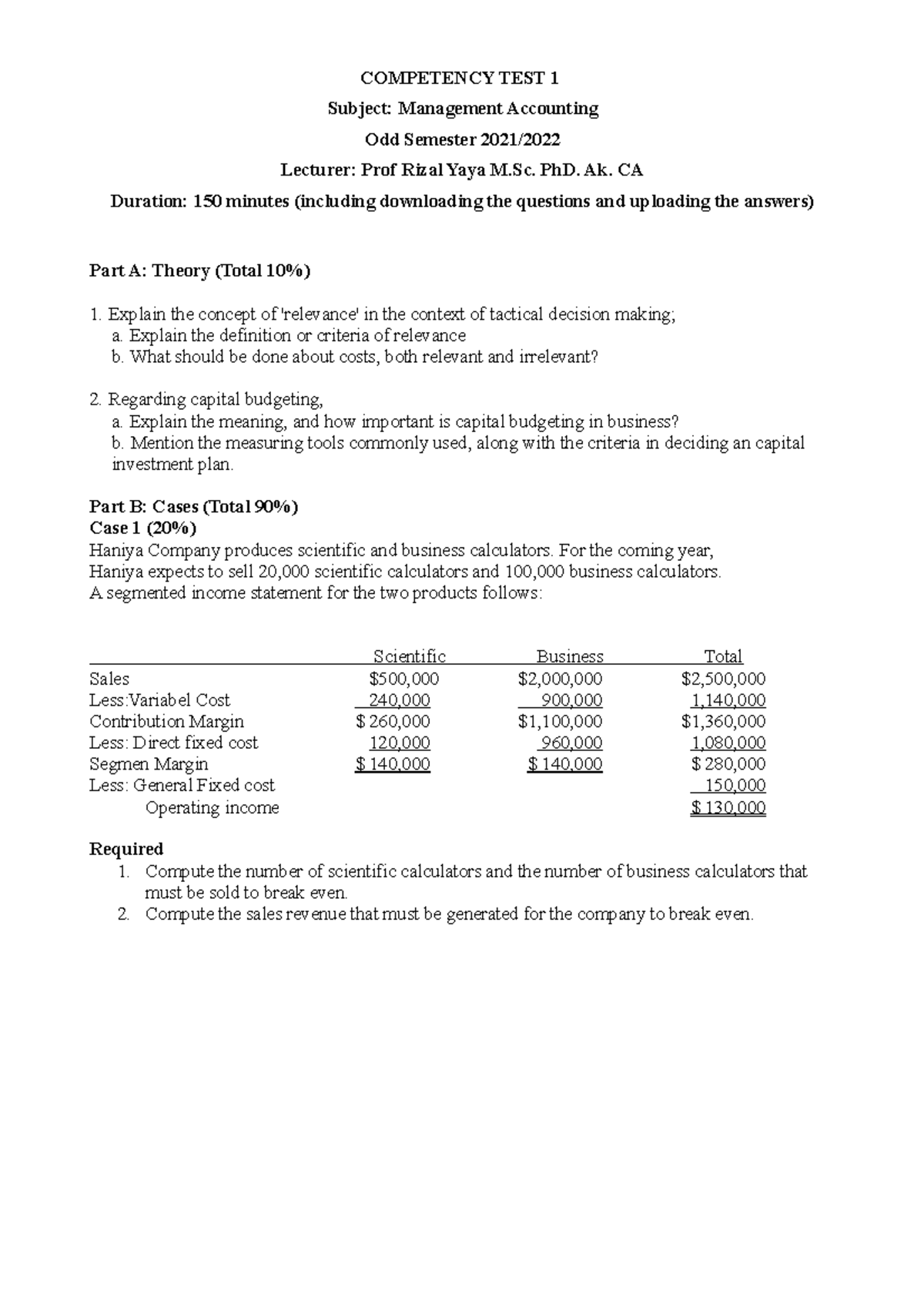 Competency TEST 2 - IPAcc November 2021 - COMPETENCY TEST 1 Subject ...