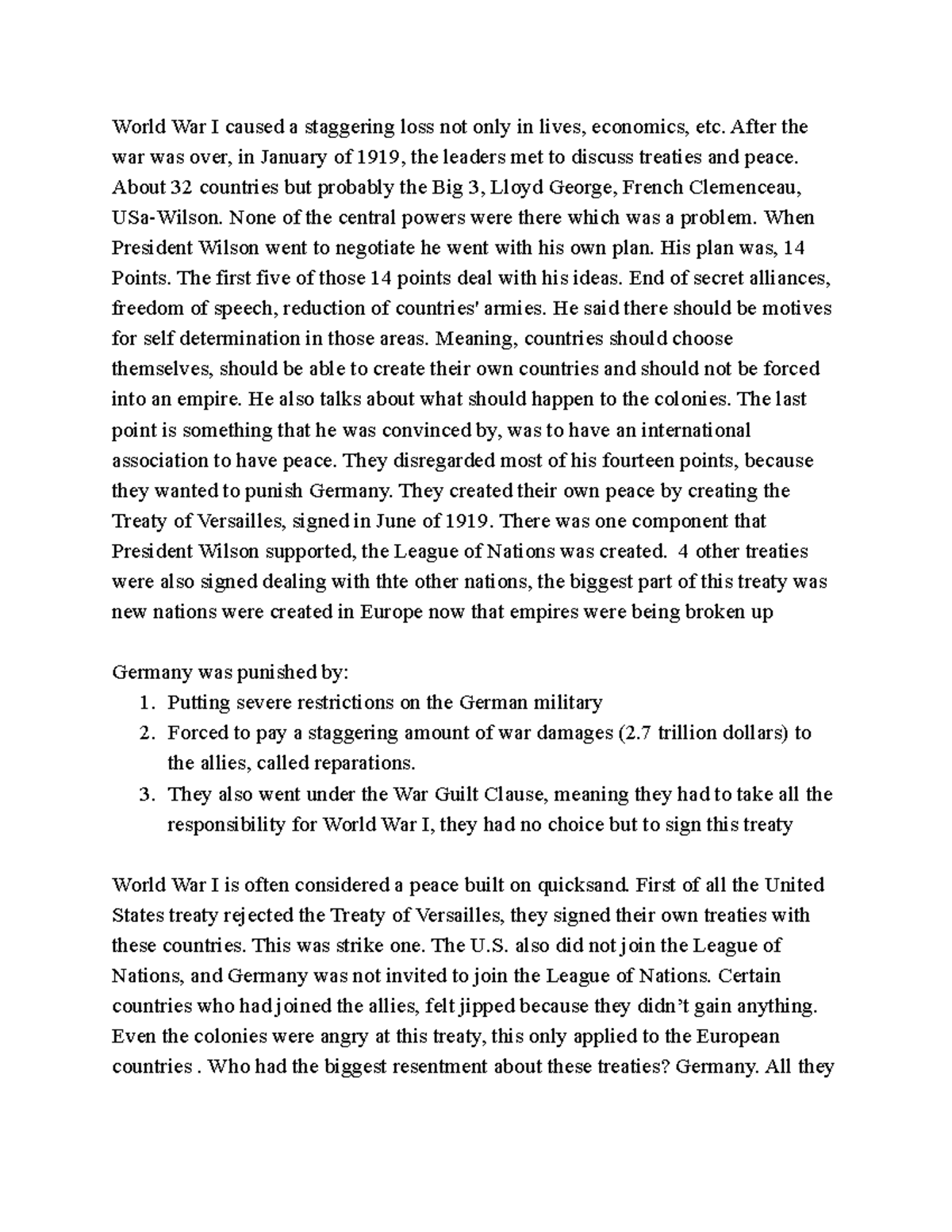 Chapter 14 Section 4 - Lecture notes - World War I caused a staggering ...