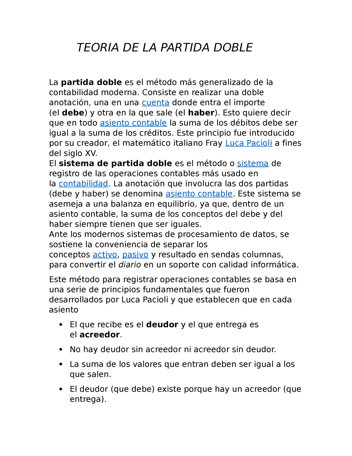 Teoria DE LA Partida Doble - TEORIA DE LA PARTIDA DOBLE La Partida ...