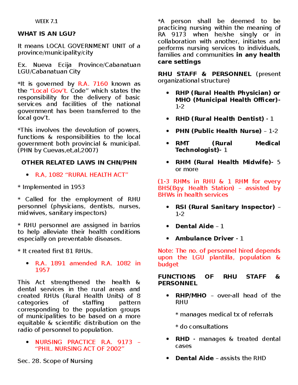 LGU- Week-7 - WEEK 7. WHAT IS AN LGU? It means LOCAL GOVERNMENT UNIT of ...