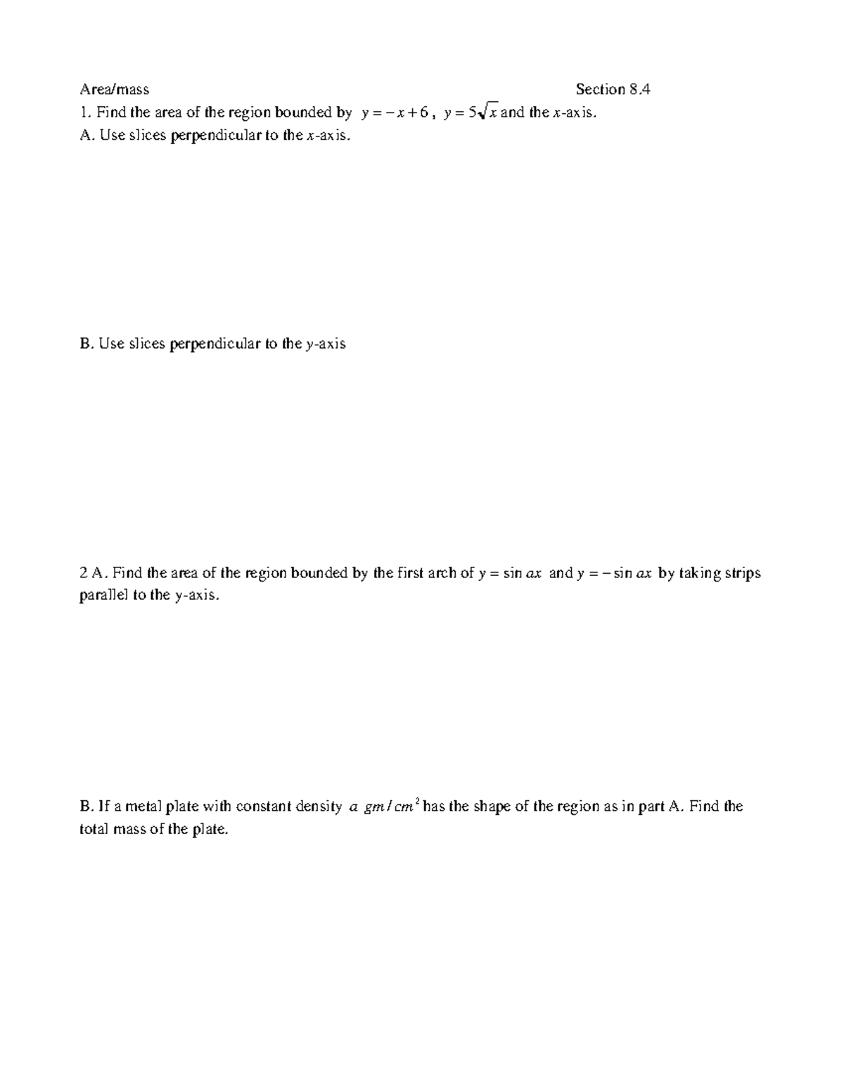 Ch8 density and mass - Chapter 8 - Section 8 1. Find the area of the ...