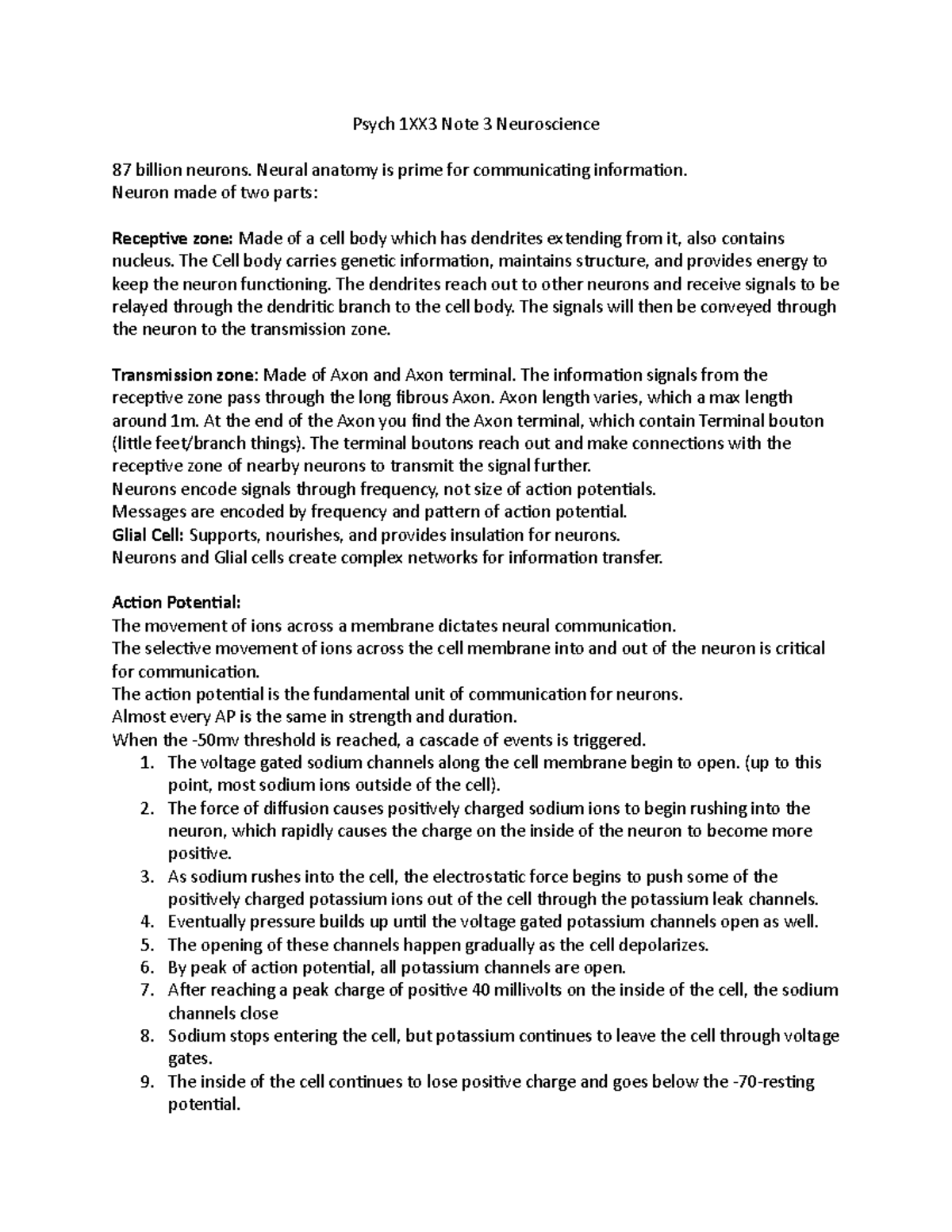 Psych 1xx3 Note 3 Neuroscience Psych 1xx3 Note 3 Neuroscience 87 Psych 1xx3 Note 3 Neuroscience Psych 1xx3 Note 3 Neuroscience 87
