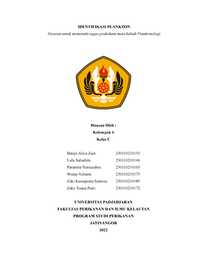 Identifikasi Planktonologi Kelompok 2 - LAPORAN PRAKTIKUM Identifikasi ...