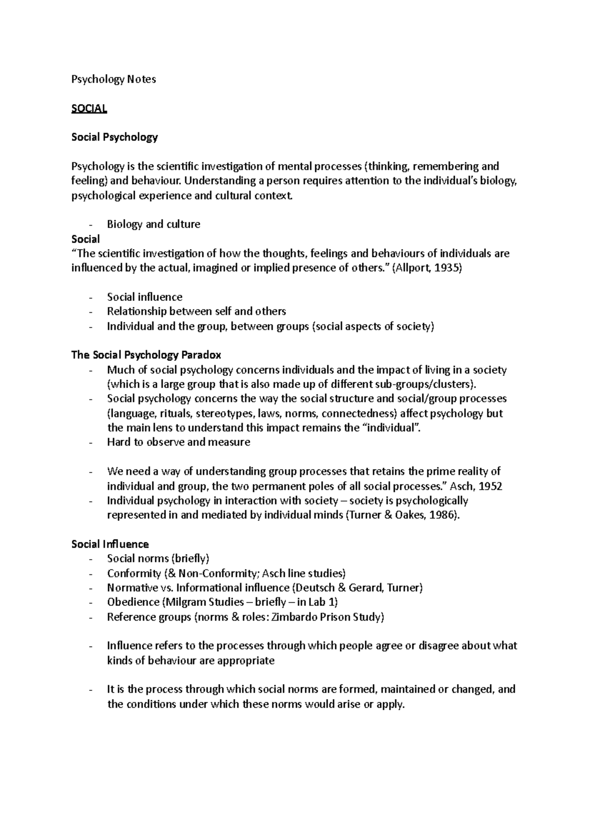 Psychology Notes - Psychology is the scientific investigation of mental ...