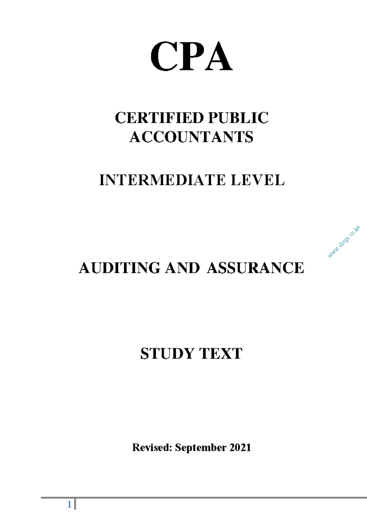 AuditingandAssurance CPA CERTIFIED PUBLIC ACCOUNTANTS INTERMEDIATE