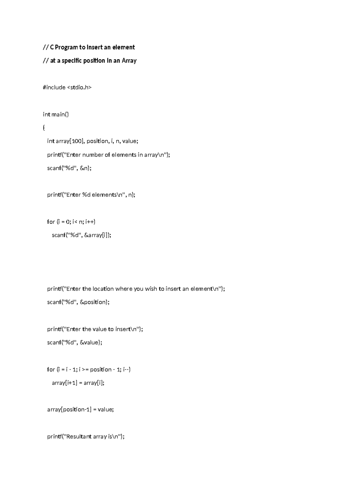 ADS Programs - data structure - // C Program to Insert an element // at ...
