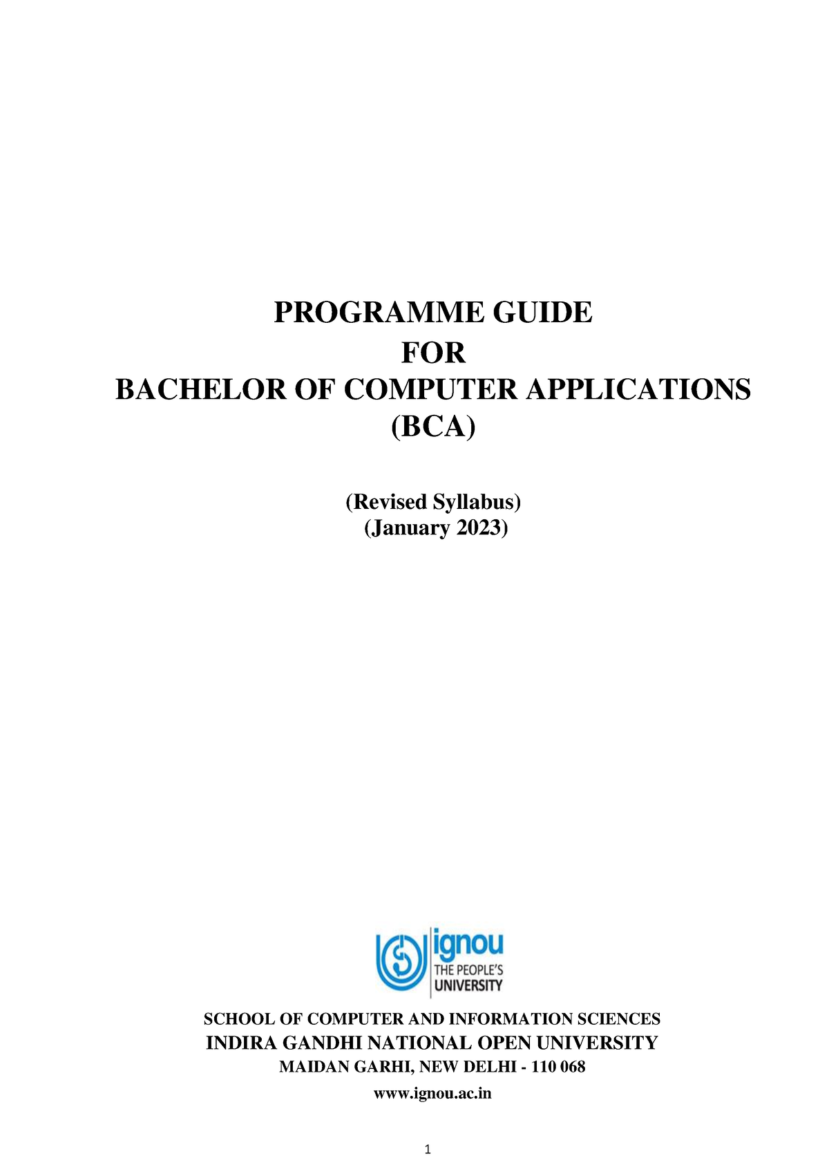 BCA Programme Guide - Jan 2023 - PROGRAMME GUIDE FOR BACHELOR OF ...