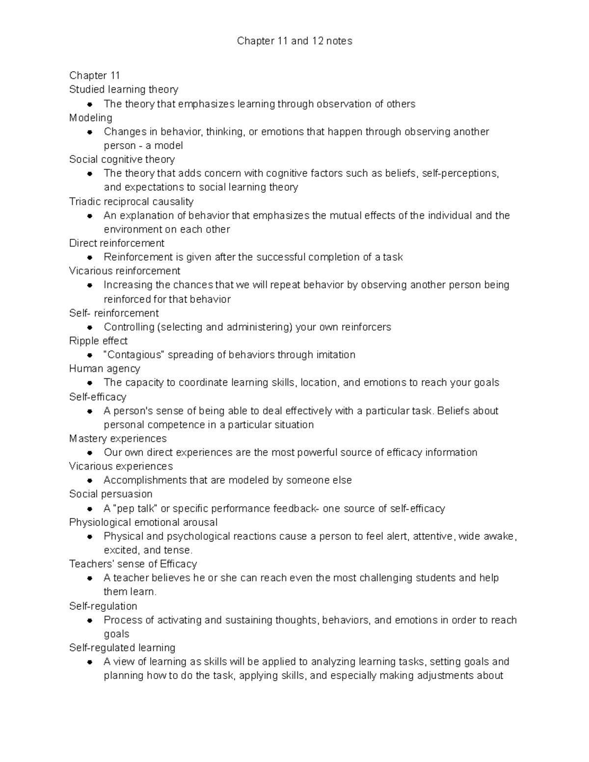 Chapter 11 and 12 notes Chapter 11 Studied learning theory The theory that emphasizes learning