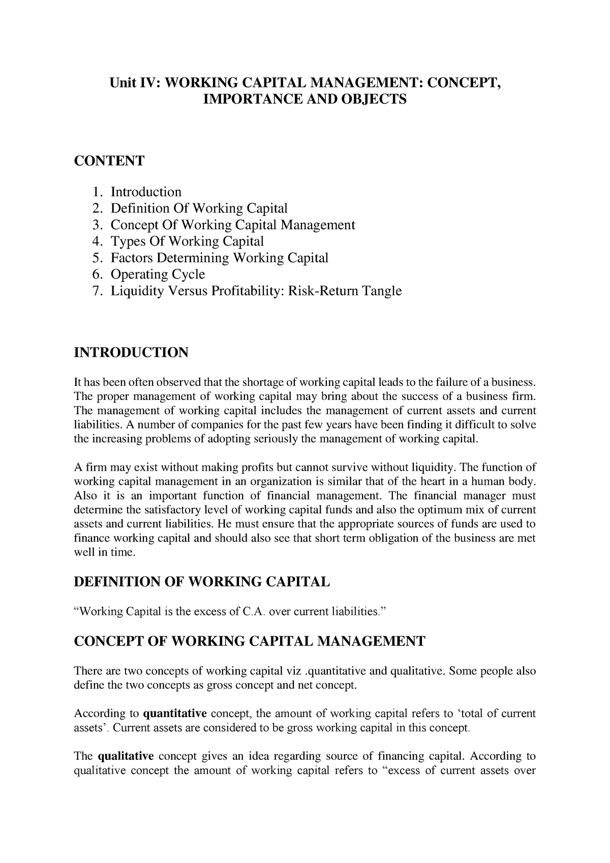 dissertation working capital management