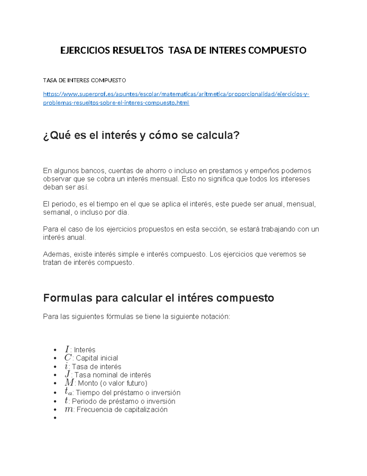 Ejercicios Resueltos TASA DE Interes Compuesto - EJERCICIOS RESUELTOS ...